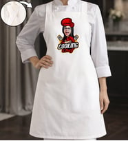BK Gift Kişiye Özel Karikatürlü Çapraz Askılı Beyaz Mutfak Önlüğü - 3, Aşçı Önlüğü, Şef Önlüğü, Anneye Hediye