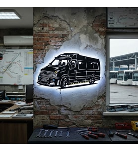 Kişiye veya Fotoğrafa Özel Led Işıklı Ahşap Hediyelik Otobüs/MinibüsTabloları, Dekor