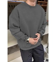Erkek Düz Bisiklet Yaka Sweat - Füme