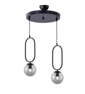 TT016-2 SY TT Aydınlatma Mat Siyah Füme Camlı 2 li Avize