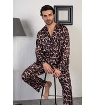 Erkek Saten Uzun Kol Pijama Takım (Çok Renkli)