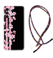 Samsung A23 A31 A32 A50 A51 A52 A53 A70 Kılıf Boyun Asklı Rasta Silikon Pink Flowers 3 1393