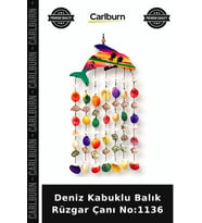Özel Üretim Dekoratif Bahçe Hediyelik Balkon Ev Aksesuarı Deniz Kabuklu Balık Rüzgar Çanı No:1136