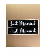 Gelin Arabası Plakalık Just Married Yazılı Siyah Üzeri Beyaz Yazı Kendinden Yapışkanlı