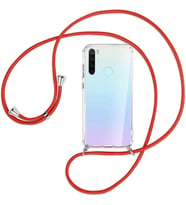 Xiaomi Redmi Note 8 Kılıf Boyun Omuz Askılı iPli Anti Şok Köşe Korumalı Şeffaf Silikon (Kırmızı)