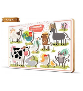 Bebek Eğitici Hayvanlar Ahşap Frame Çerçeve (Çok Renkli)