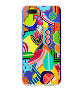PrintiFy Oppo RX17 Neo  ile Uyumlu 1mm Slim Fit Retro Renkler 6 Baskılı Şeffaf  Kılıf