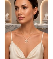 Premium Gold Renk VIP Seri Geometrik Taşlı Şık ve Parlak 316L Çelik Kolye – 45cm