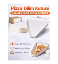 Pizza Dilim Kutusu 20x17x4 cm – Beyaz Yağ Geçirmez Karton – 50’li Paket Pastane & Cafe İçin