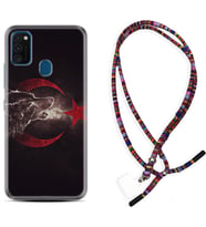 Samsung M21 M22 M23 M30 M31S M32 Kılıf Boyun Asklı Rasta Silikon Kurt ve Ay Yıldız 1403