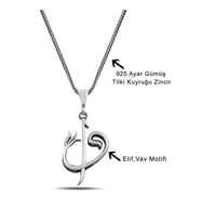 Gümüş Elif Vav Yazılı Kolye