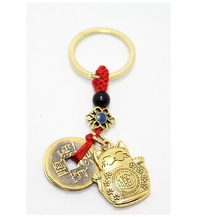 Feng Shui Bereket Şans Mutluluk Çağıran Şans Kedisi Maneki Neko Çin Paralı Feng Sui (Gold)