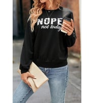 Unisex NOPE Baskılı Bisiklet Yaka Sweatshirt (Siyah)