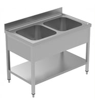 Electrolux Professional 2 Evyelı Tezgah, Evyeleri 500x500 Mm, Taban Raflı - 1200 Mm, Plus LSGLG1225E