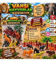 Oyuncak Vahşi Hayvanlar Seti Hayvan Figürleri Çit ve Ağaç Aksesuarları Safari ve Orman Dünyası