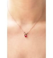925 Ayar Gümüş Rose Gold Kaplama 43 cm Turmalin Rengi Zirkon Taşlı Kadın Kolye