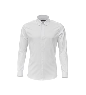 Erkek Klasik Gömlek – Pamuklu Esnek Kumaş,Slim Fit Uzun Kollu, Fransız Manşetli Plus Scorpion (Beyaz)
