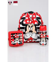 YENİ SEZON LİSANSLI MINNIE MOUSE ANAOKUL ÇANTASI,BESLENME KABI VE TRITAN MATARA 500 ML OKUL SETİ (Kırmızı)