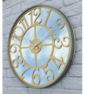 Markakanvas Metal Kasa AYNALI Duvar Saati  ( Çap 50 cm -Çap 80 cm ) (Altın)