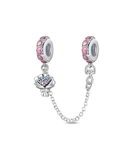 Pembe Kalpli Bir Buket Zincir Sallantılı Charm