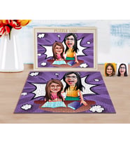 BK Gift Kişiye Özel Anne Kız Karikatürlü 1000 Parça Profesyonel Puzzle-1