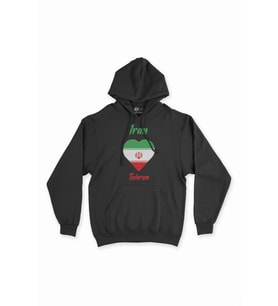 Tahran İran Bayraklı Kalpli Siyah Sweatshirt Hoodie
