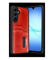 Samsung Galaxy A37 5g Sara Kartvizitli Deri Kılıf - Kırmızı