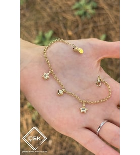 ÇGK KUYUMCULUK Charm Kadın Altın Şans Bileklik