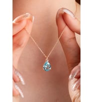 925 Ayar Gümüş Rose Aquamarin Damla Tektaş Kolye