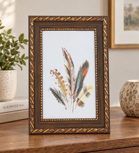 Antik Açık Kahve Gold İşleme Detaylı Fotoğraf Çerçevesi – Klasik Dekoratif Tasarım 10x15 cm