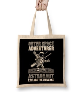 Outer Space Adventurer Astronaut Explore Universe Bez Çanta Uzun Saplı