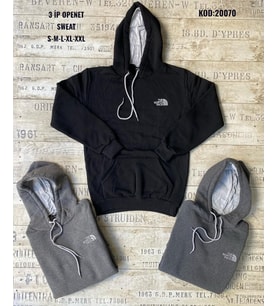 Erkek Fermuarsız Kapşonlu Sweatshirt Siyah Renk