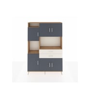 Arges Dolap 8 Raflı 2 Çekmeceli 6 Kapaklı 132x30x195 Çam-Antrasit/Aytaşı