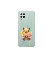 Samsung Galaxy A22 ile Uyumlu Splash Kapibara Tasarımlı Şeffaf Silikon Kılıf