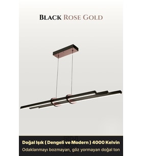 Cosmo Rose Gold 3000K Lineer LED Sarkıt Avize – Kumandalı Dim Edilebilir – Yukarı & Aşağı Işık (RoseGold)