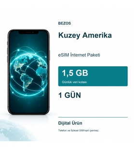 Kuzey Amerika eSIM İnternet Paketi Günlük 1,5 GB 1 Gün