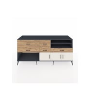 Kronos Konsol 4 Raflı 5 Çekmeceli 3 Kapaklı 220x59x99 Antrasit-Aytaşı/Çam
