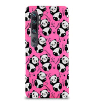 Xiaomi Mi Note 10 Pro Uyumlu Lansman Kılıf Panda Tasarımlı İçi Kadife Kapak-Neon Pembe (Şeffaf)