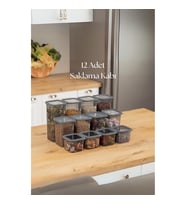 12li 3 Boy Kavanoz Seti & Saklama Kabı & Erzak Kabı 6x650/1300/1900 Ml (40 Lı Etiket Hediyeli)