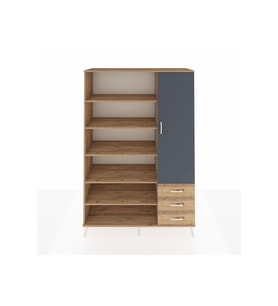 Hyperion Dolap 9 Raflı 3 Çekmeceli Tek Kapaklı  132x44x195 Çam-Antrasit/Çam