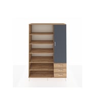 Hyperion Dolap 9 Raflı 3 Çekmeceli Tek Kapaklı  132x44x195 Çam-Antrasit/Çam