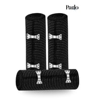 Parlo Siyah Elastik Bandaj 20 cm x 1,5 m 3’lü Set – %300 Esnek, 4,5 m’ye Kadar Uzayan, Metal Kancalı Destek ve Sargı Bandajı