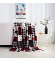 Velvet Touch Ultra Peluş Noel Tatili Baskılı Polar Battaniye-127 x 152 cm, (Paket), Yama İşi