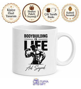 Bodybuilding Is Life Vücut Geliştirme Hayattır İngilizce Baskılı Kupa Bardak Hediye