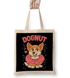 Cute & Funny Dognut Dog Donut Pun Adorable Puppy Bez Çanta Uzun Saplı