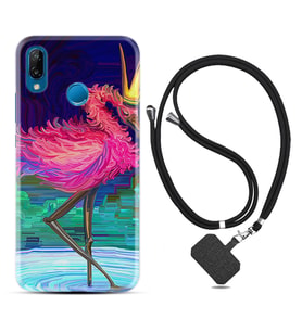 Huawei P20 Lite Mate 10 20 Lite Pro P40 Lite KılıfBoyun Askılı Silikon Queen Flamingo 1748