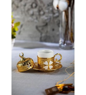 LALEZAR PORSELENLİ DAMAT FİNCANI ALTIN