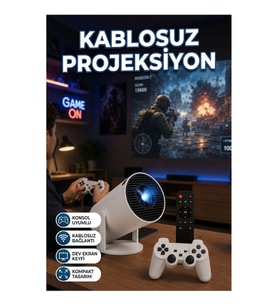 Kablosuz Mini Projeksiyon Cihazı – Oyun ve Ev Sinema Kullanımı