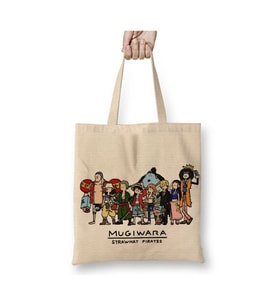 One Piece Mugiwara Temalı Beyaz Bez Çanta Uzun Saplı Alışveriş Çantası Plaj Çantası
