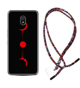 Xiaomi Redmi 8A 8 Pro 9C 9T 10C 11T Pro Kılıf Boyun Asklı Rasta Silikon Red Moon 1710